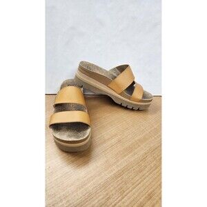 Reef Sandals Womens Size 8 Beige Strappy Chunky Platform Wedge Slide Y2K Cushion